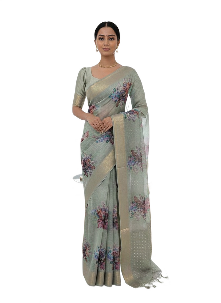 Elegant Jute Tassar Saree with Designer Stitched Blouse