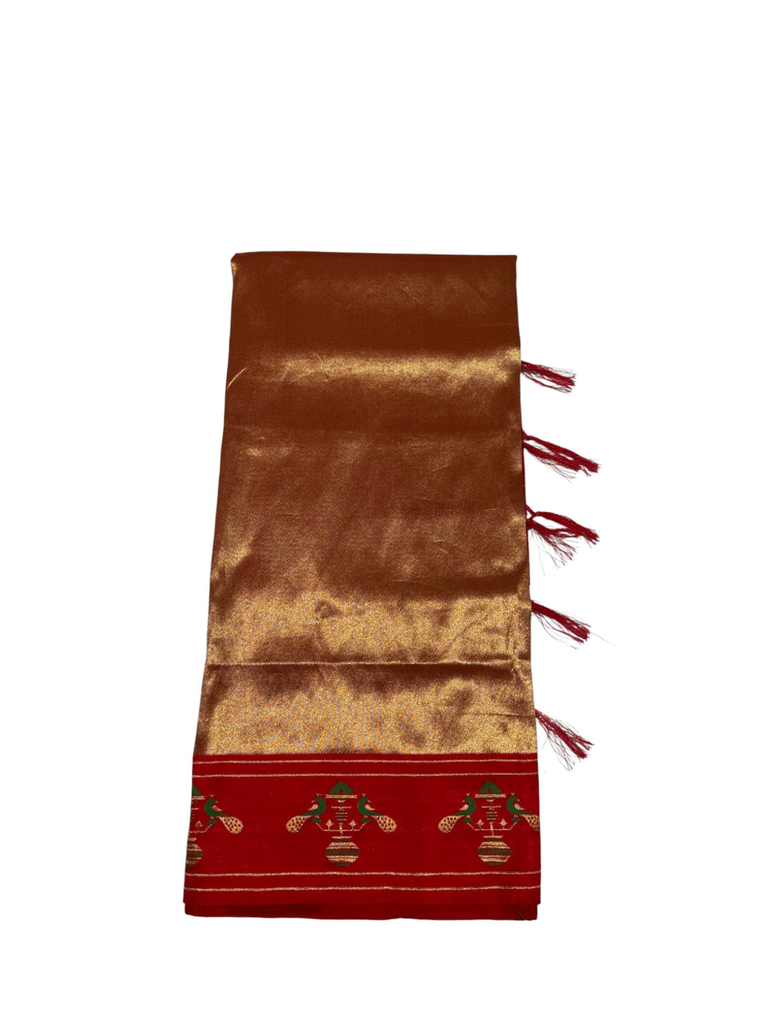 Designer Semi Paithani Saree – Gold Body with Red Border & Blouse