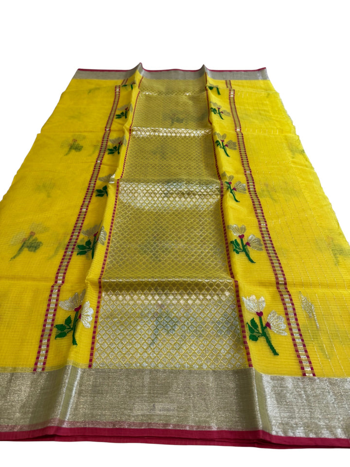 Elegant DC Kota Saree with Silver Border & Pink Accents
