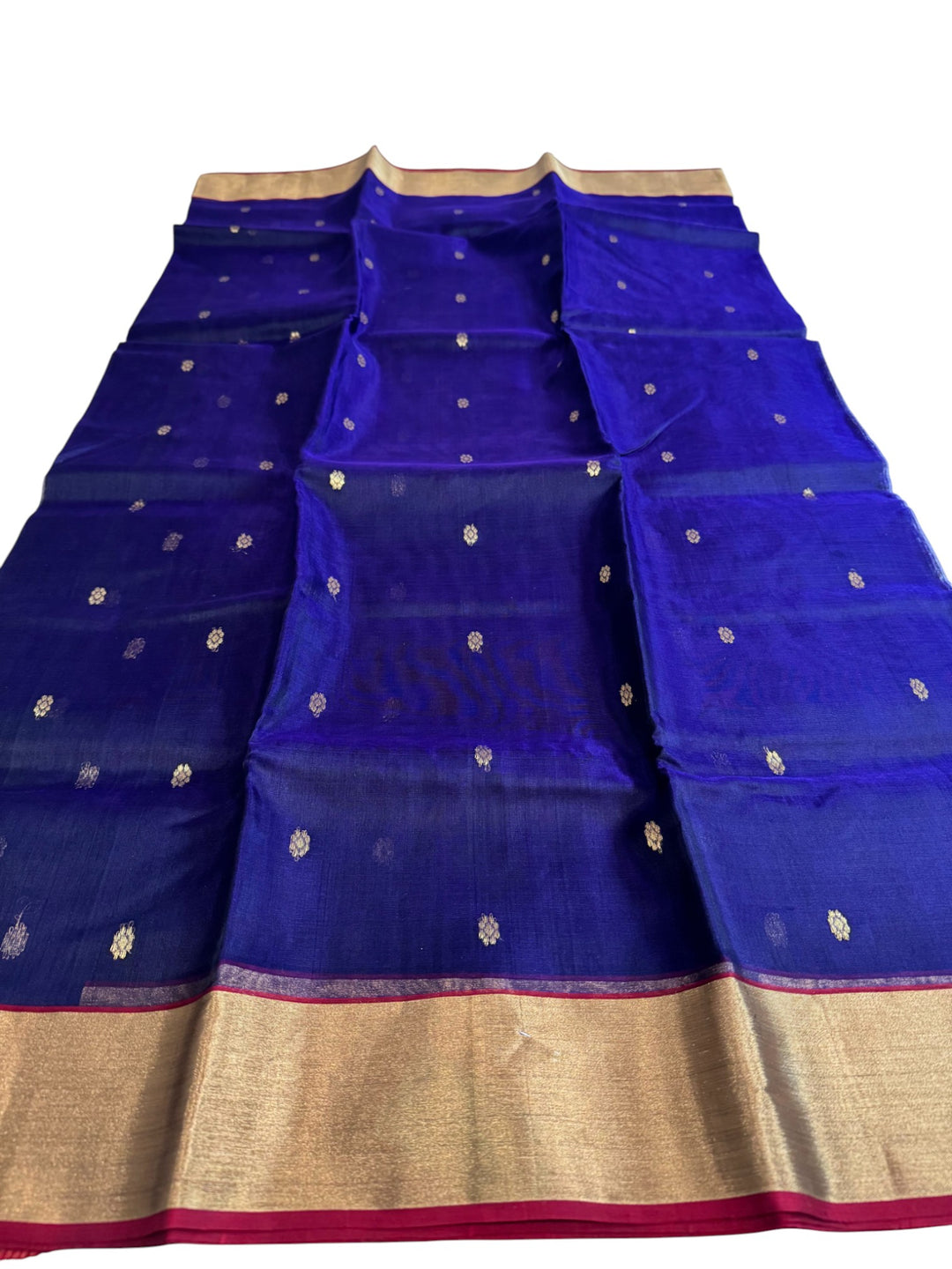 Elegant Purple Chenderi Saree with Gold Butta Weaving