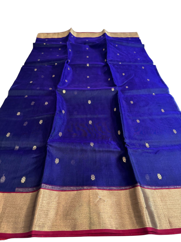 Elegant Purple Chenderi Saree with Gold Butta Weaving
