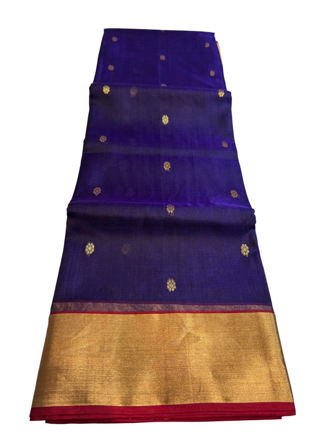 Elegant Purple Chenderi Saree with Gold Butta Weaving