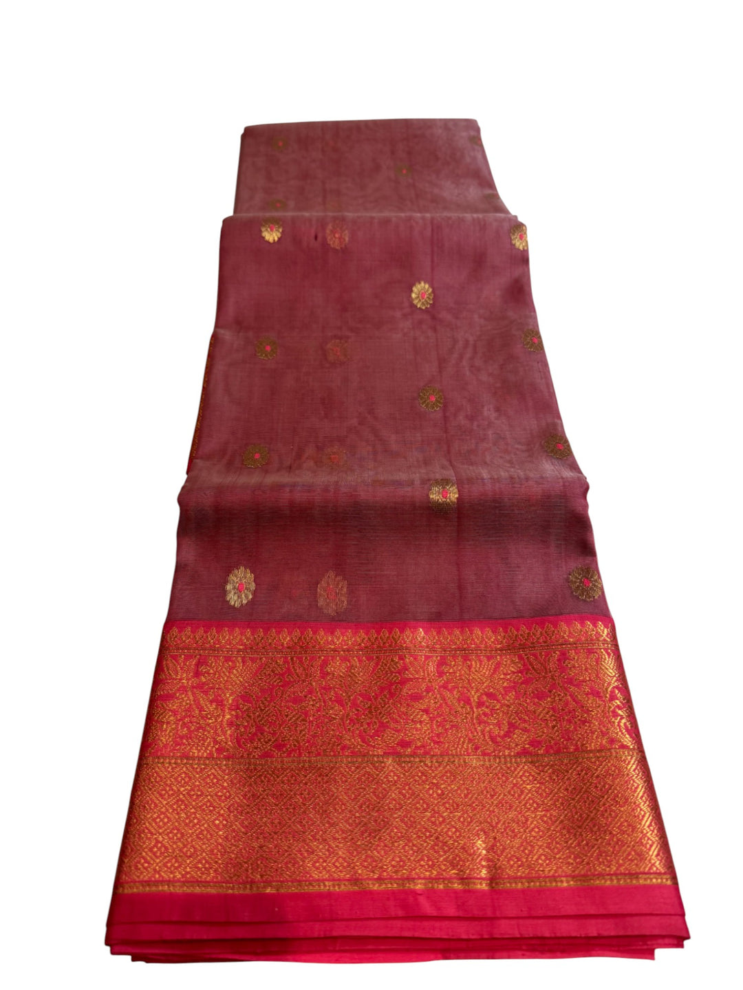 Elegant Chenderi Soft Silk Saree with Gold Zari Weaving