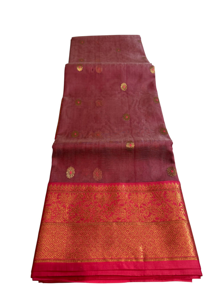 Elegant Chenderi Soft Silk Saree with Gold Zari Weaving