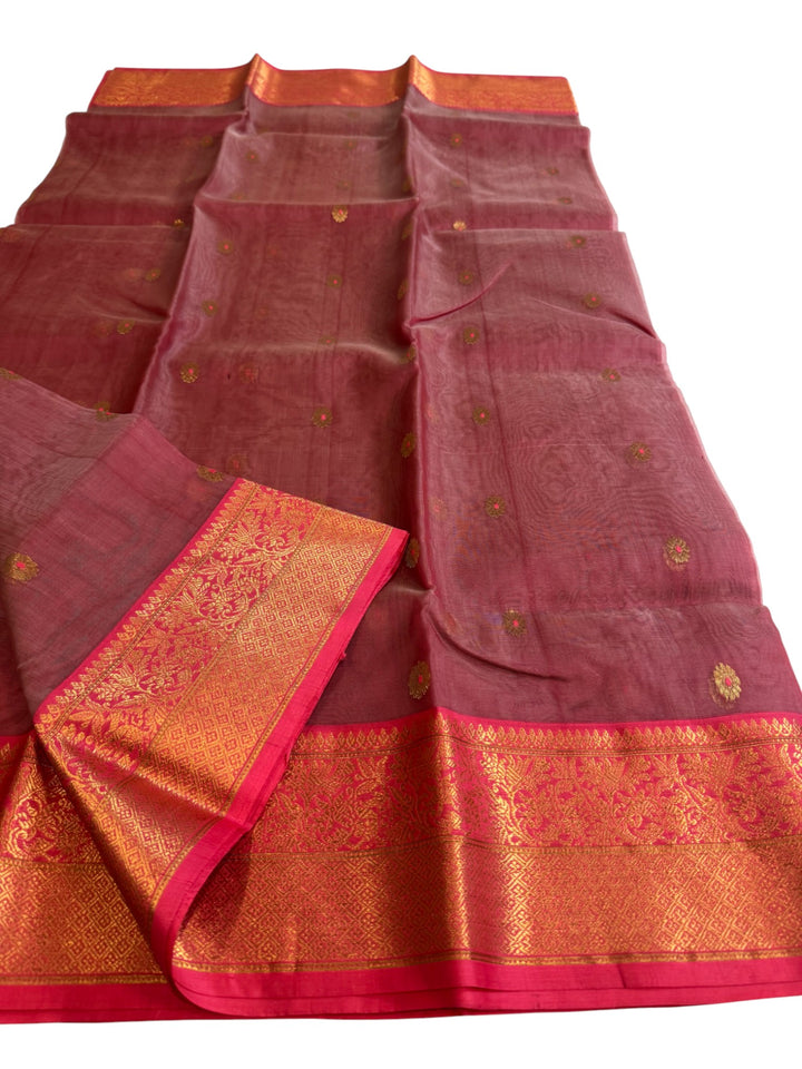 Elegant Chenderi Soft Silk Saree with Gold Zari Weaving