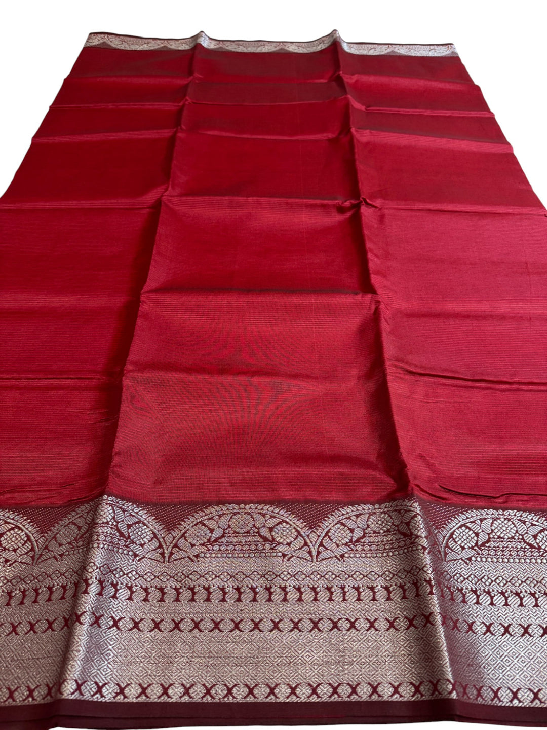 Elegant Maroon Mangalagiri Saree – Classic Stripes & Rich Zari Border