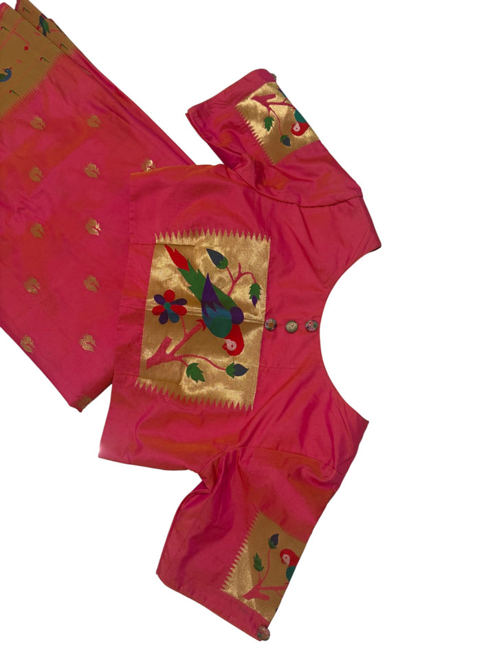 Premium Paithani Silk Saree in Hot Pink with Peacock Zari Motifs