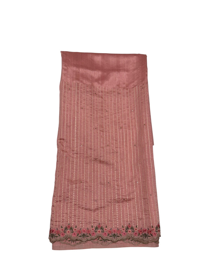 Peach Mulka Tussar Saree with Heavy Embellished Border & Blouse