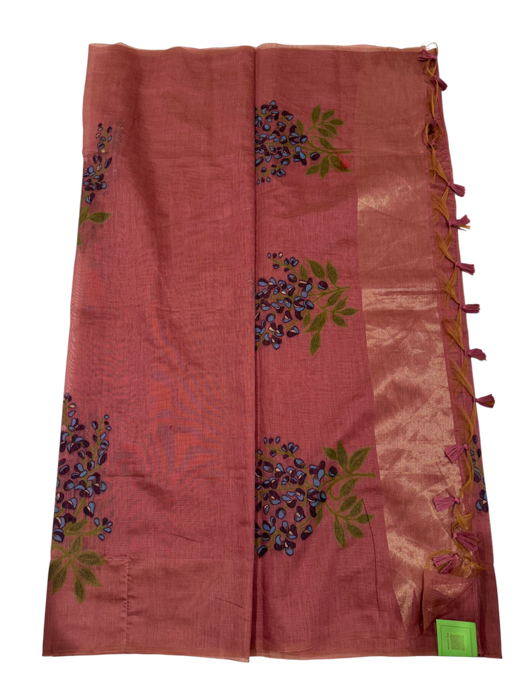 Soft Silk Mixed Cotton Saree in Rose Pink & Navy Combination