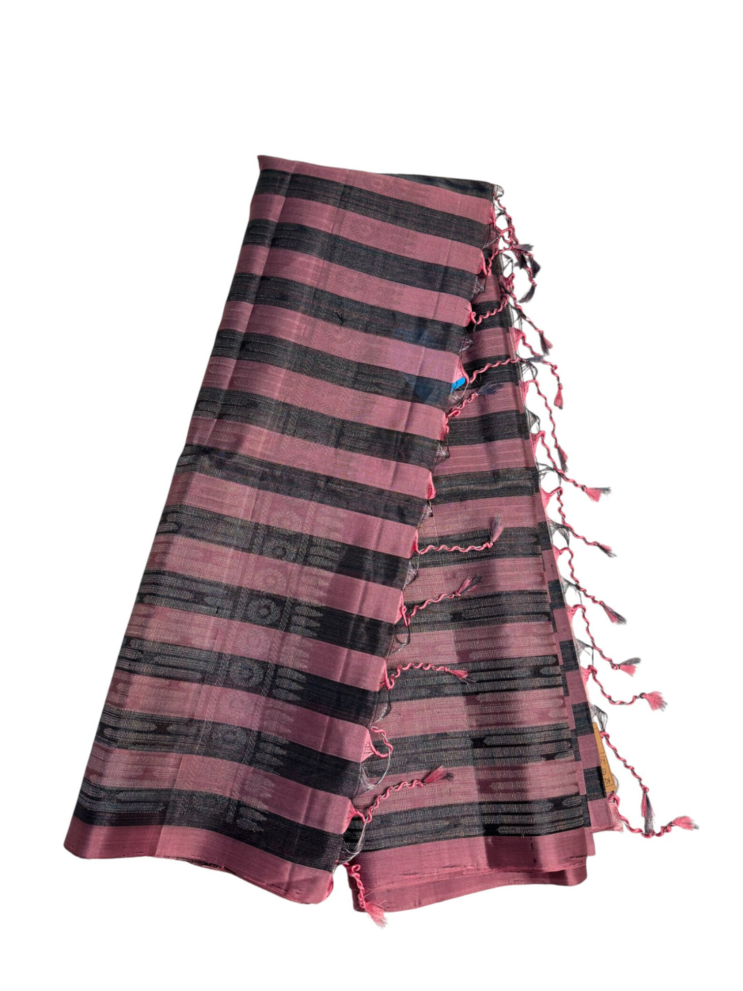 Kanchipuram Lightweight Handloom Saree – Pink & Black Stripes