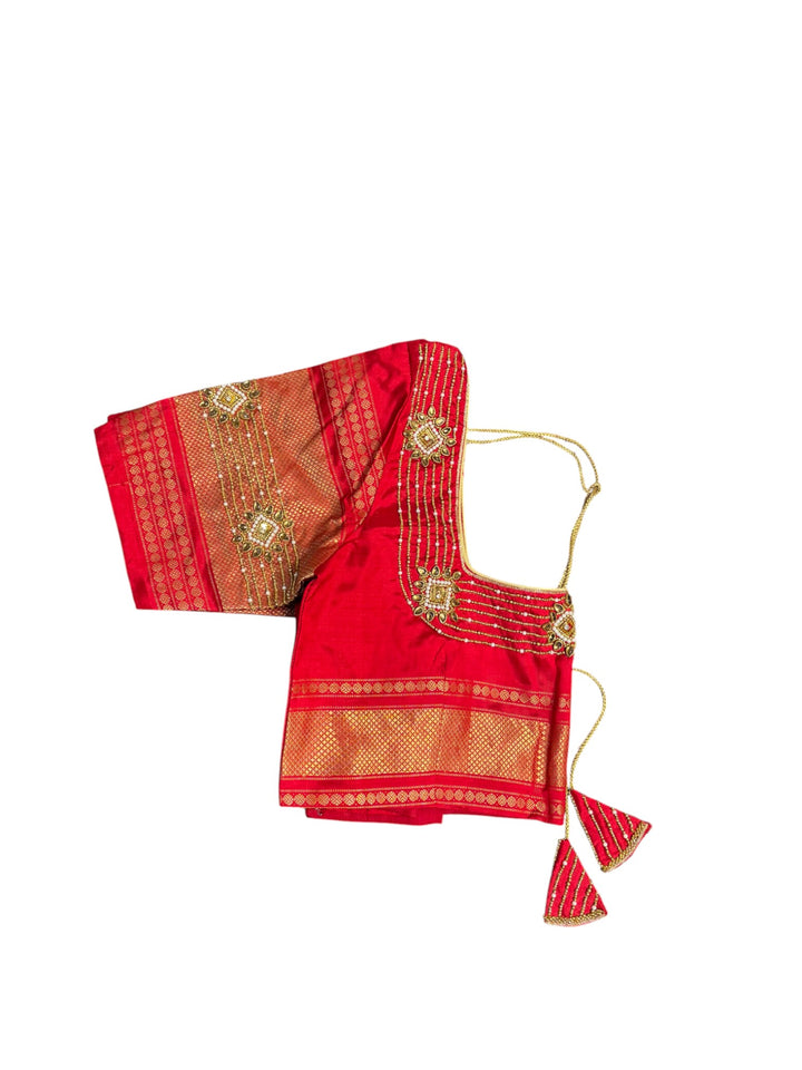 Black & Red Ikkat Saree with Heavy Embroidered Blouse