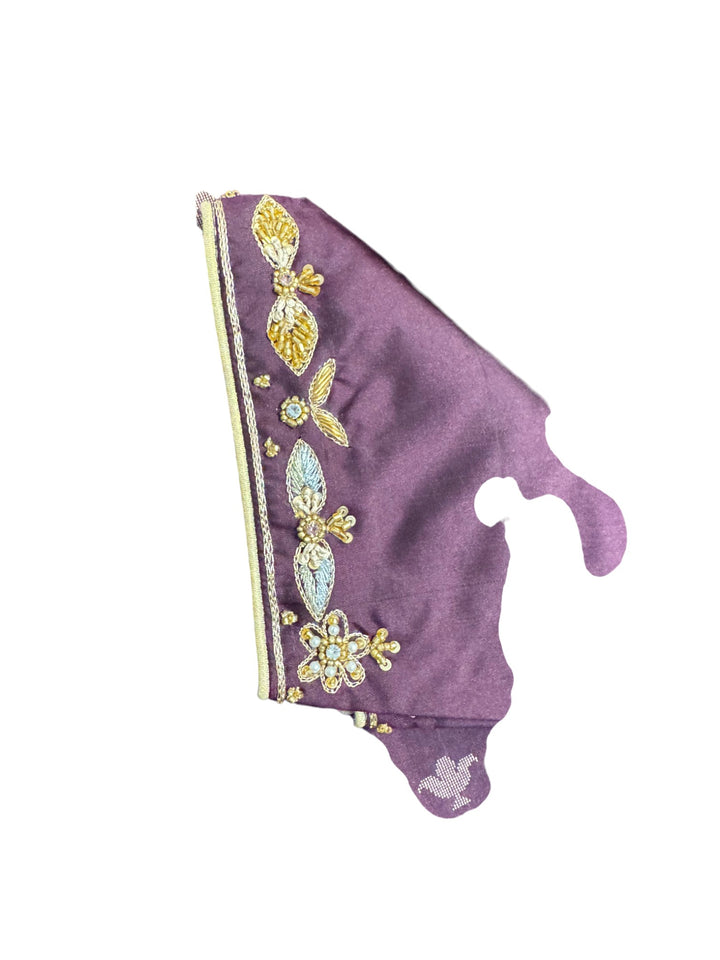 Elegant Kanchi Silk Saree – Plum Purple with Zari Weaving & Embroidered Blouse