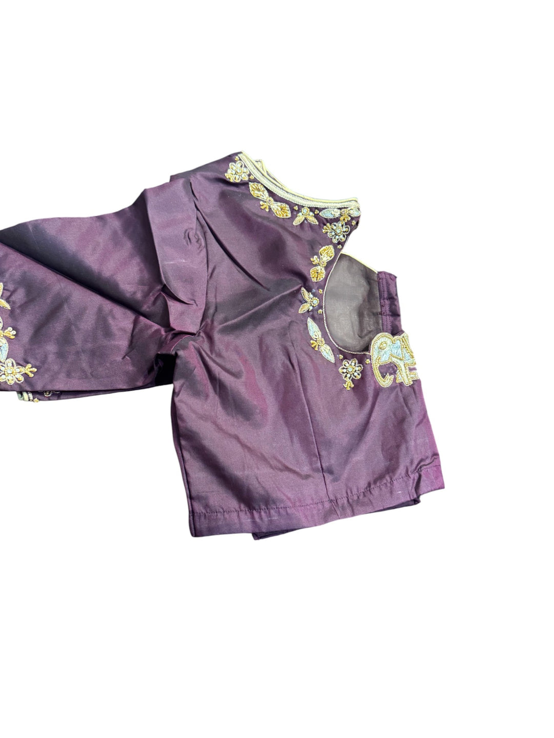 Elegant Kanchi Silk Saree – Plum Purple with Zari Weaving & Embroidered Blouse