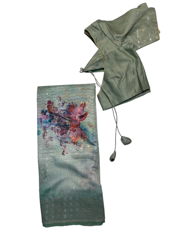 Elegant Jute Tassar Saree with Designer Stitched Blouse