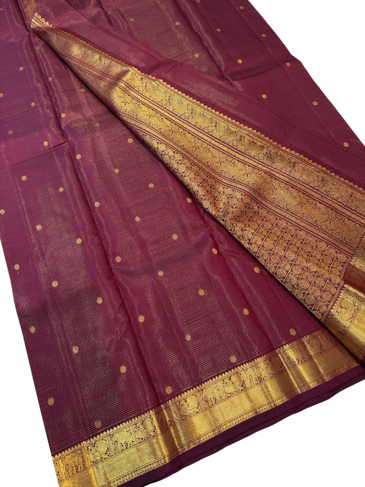 Traditional Kanchipuram Pattu Saree – Maroon & Gold