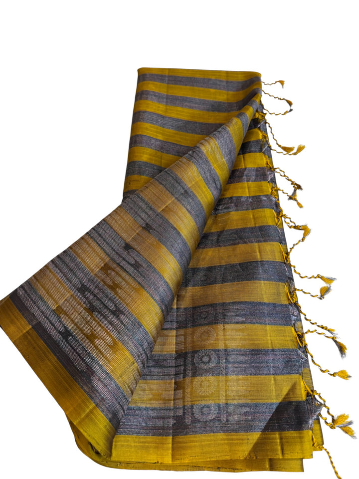 Pure Handloom Kanchi Silk Saree – Minimal Stripes & Soft Drape
