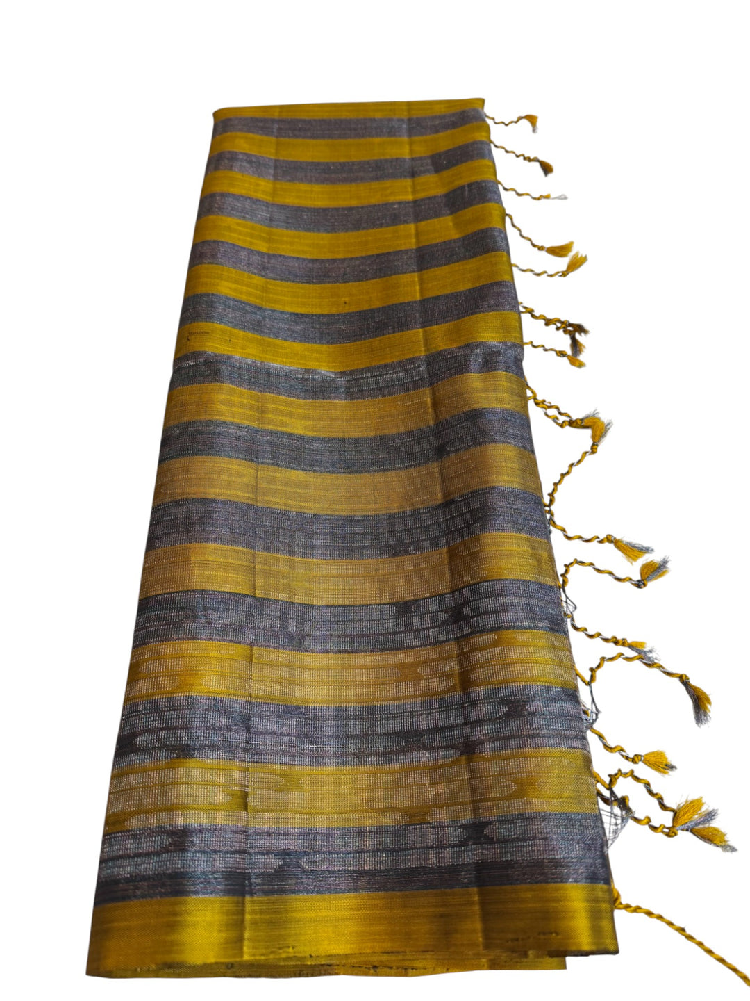 Pure Handloom Kanchi Silk Saree – Minimal Stripes & Soft Drape