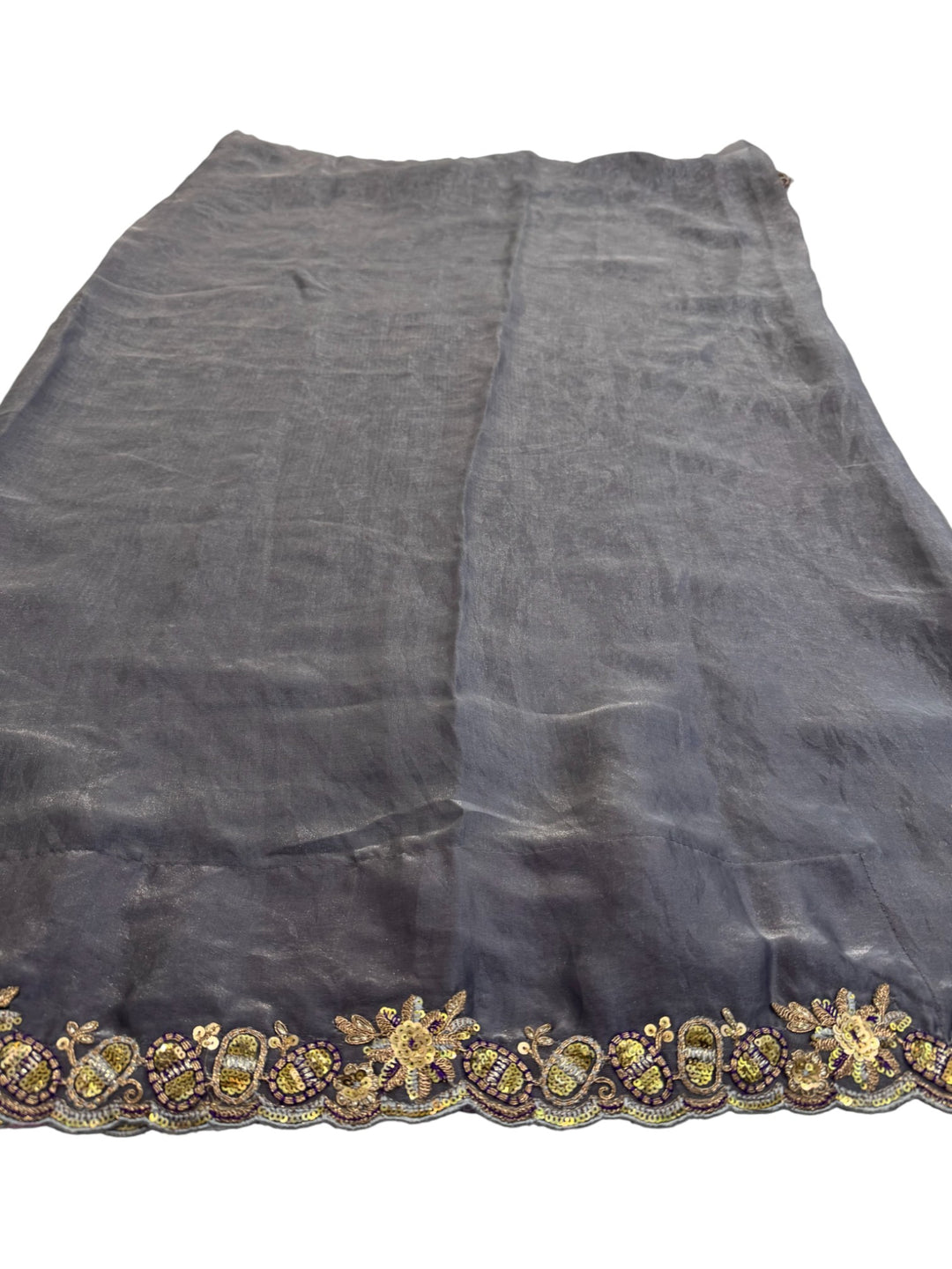 Elegant Grey Space Silk Saree with Heavy Embroidered Blouse