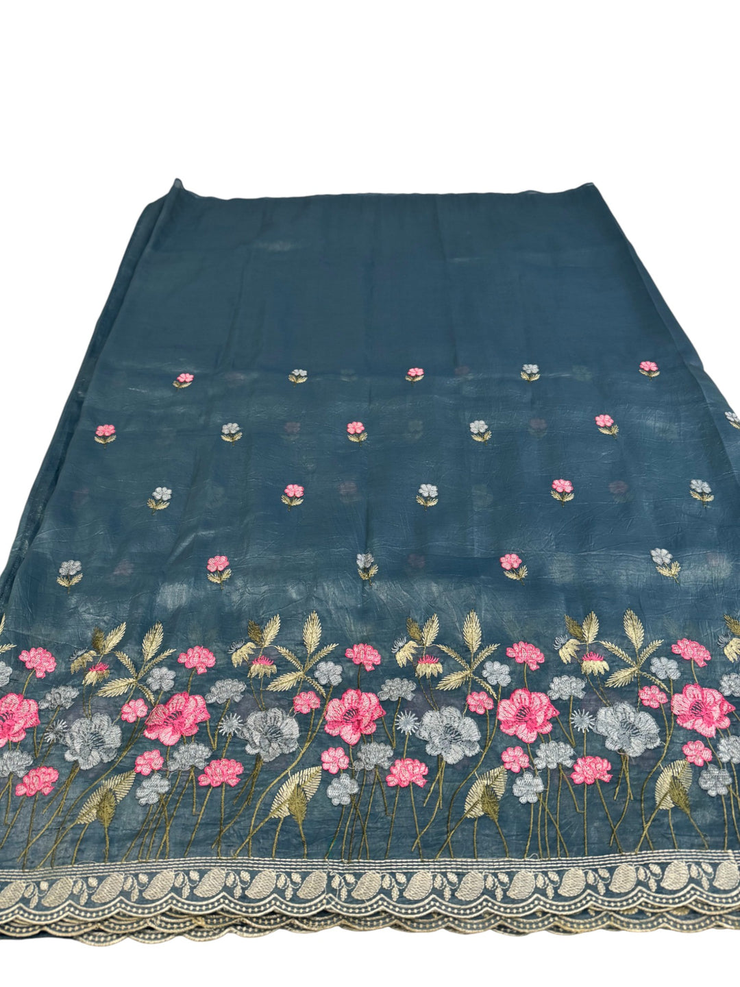 Fancy Soft Tassar Saree with Elegant Floral Embroidery