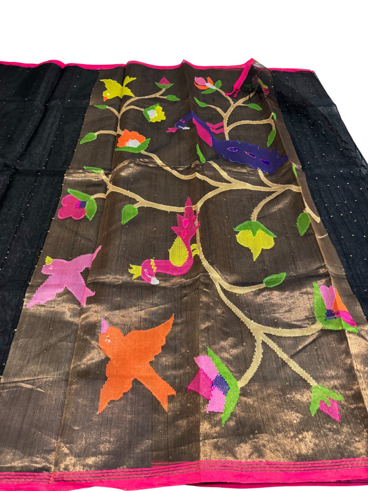 Jamdhani Saree with Stylish Pink Blouse – DC Collections Exclusive