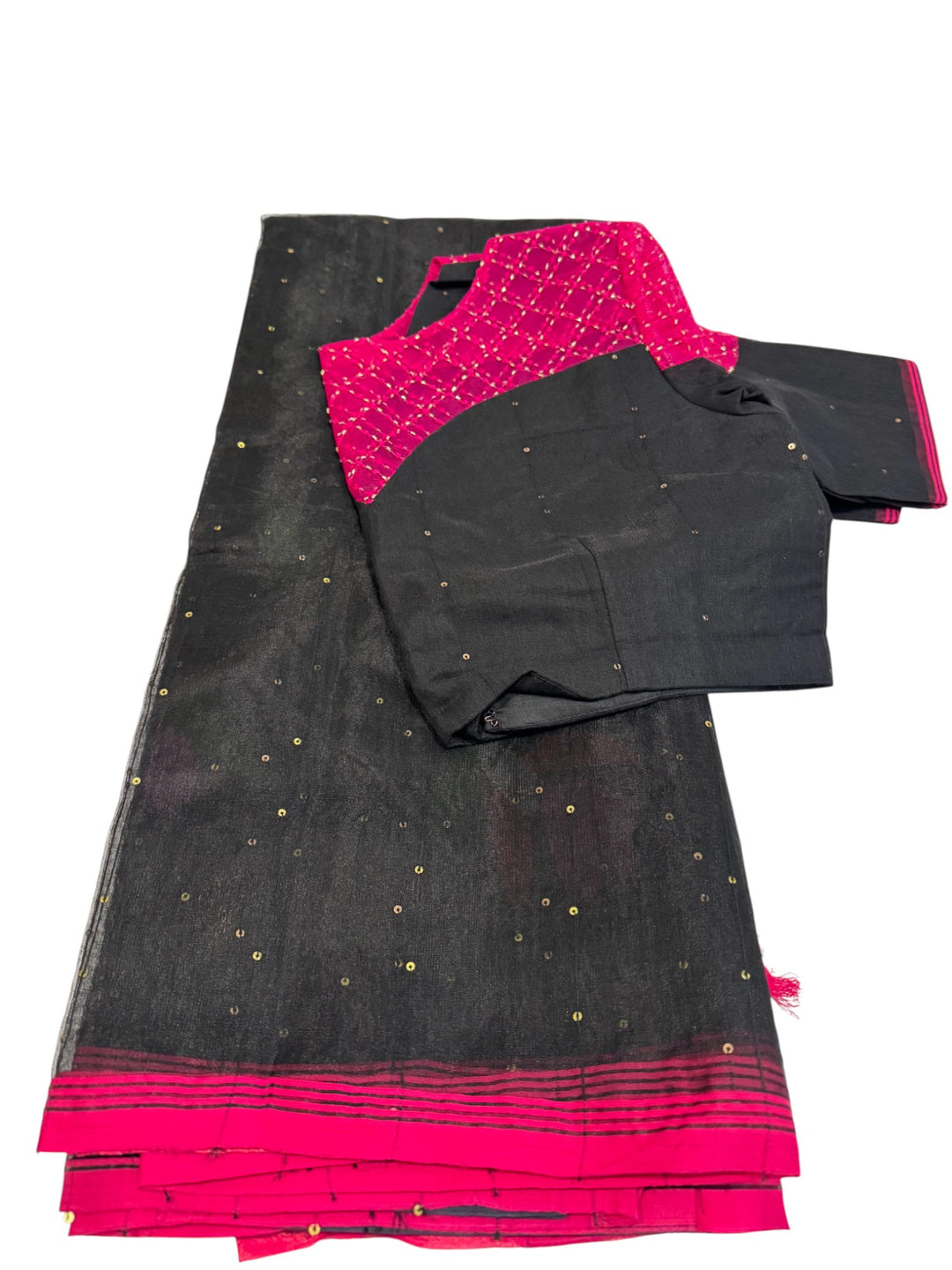 Jamdhani Saree with Stylish Pink Blouse – DC Collections Exclusive