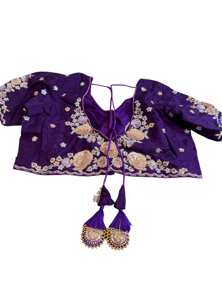 Elegant Lavender Space Silk Saree with Contrast Purple Embroidered Blouse